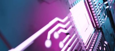 An artificially intelligent computer concept with futuristic design
